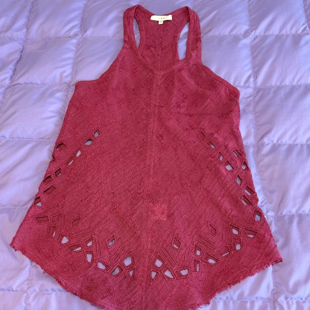 Sexy IRO Racerback Eyelet Tank Blouse “Dolly” in Garnet